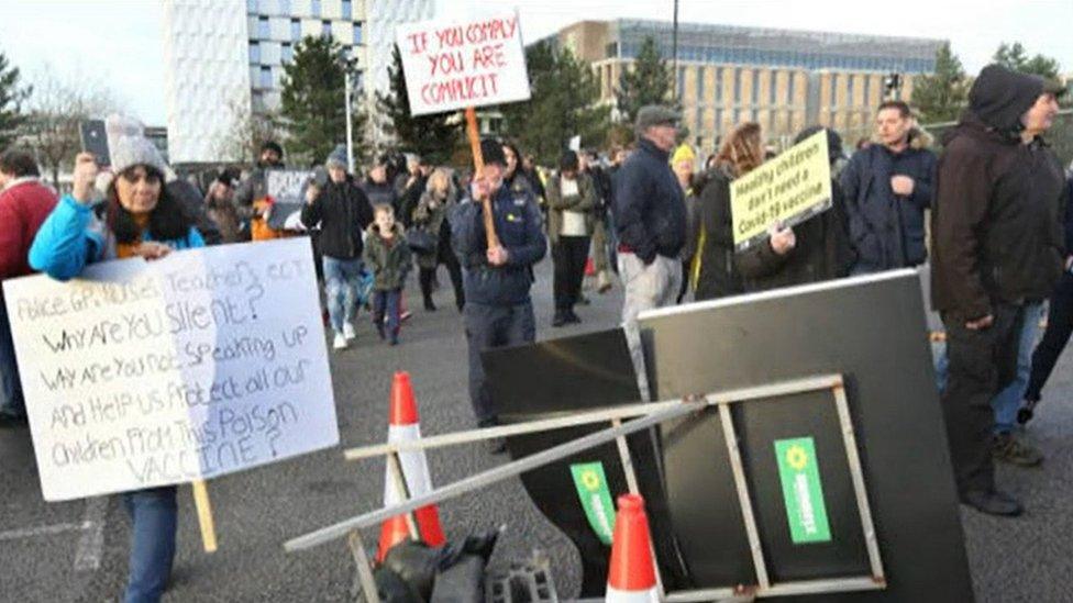 Protest at test centre