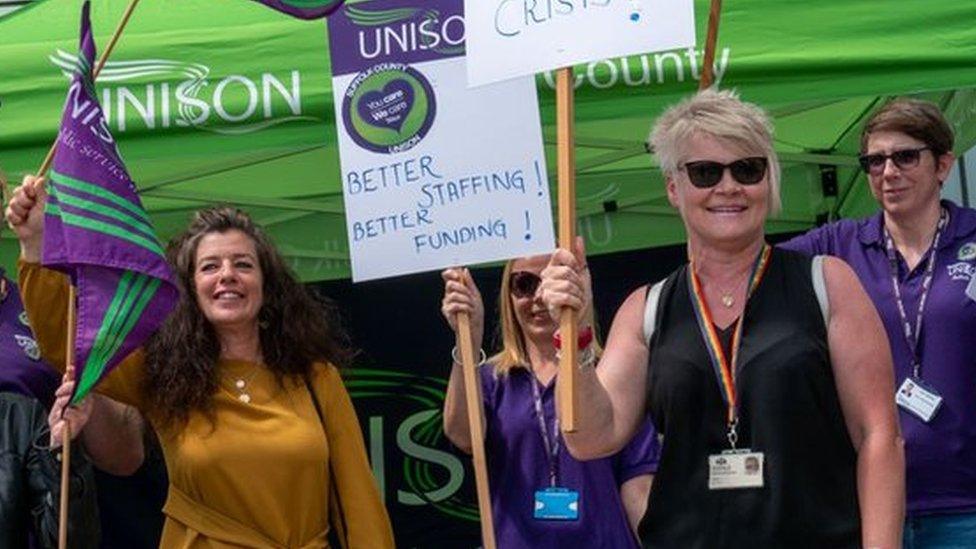 Unison protestors