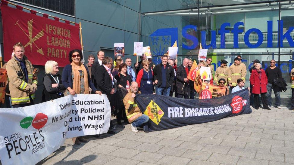 FBU demo, Suffolk County Council