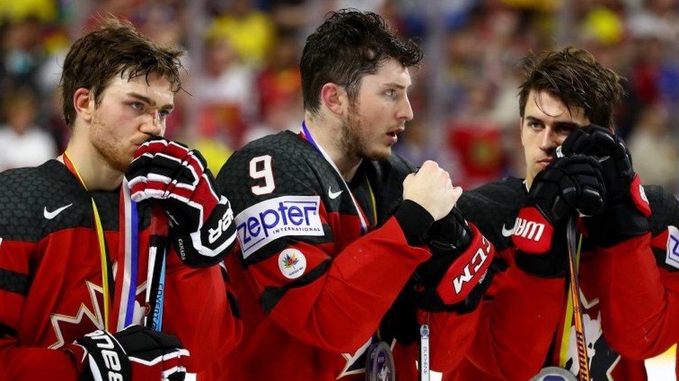 Canadian players react after losing the final. Photo: 21 May 2017