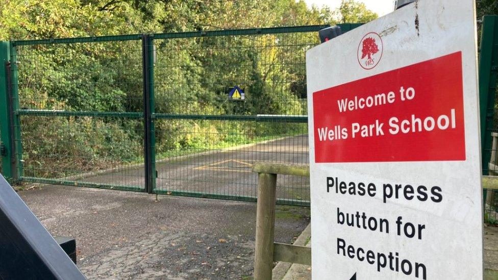 Sign outside Wells Park, a residential school for pupils with social, emotional and mental health difficulties