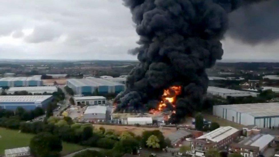 Flames at Leamington Spa fire