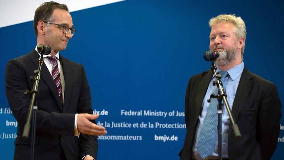 German Justice Minister Heiko Maas (left) with Richard Allen, Facebook's public policy manager in Europe