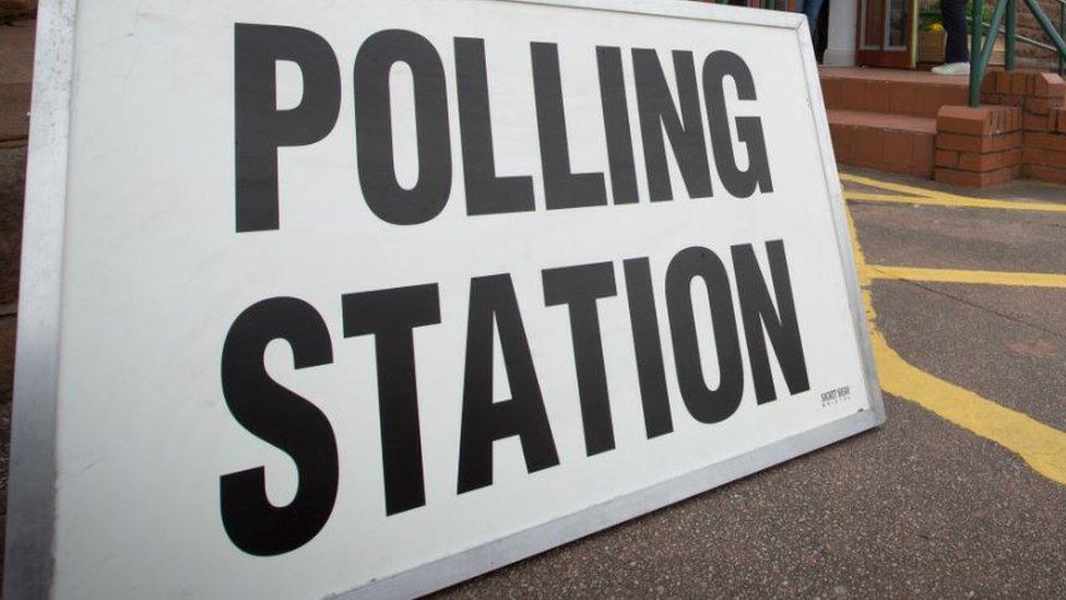 Polling station sign