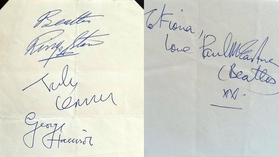 Autographs of the four members of the Beatles