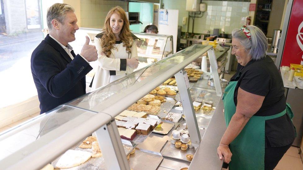 Labour leader Keir Starmer and Deputy Leader Angela Rayner visit Manning's Bakery on a walkabout in Ramsbottom