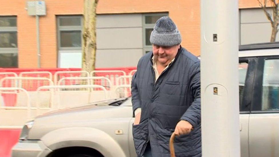 Sean Ronald Burns arriving at Swansea Magistrates' Court