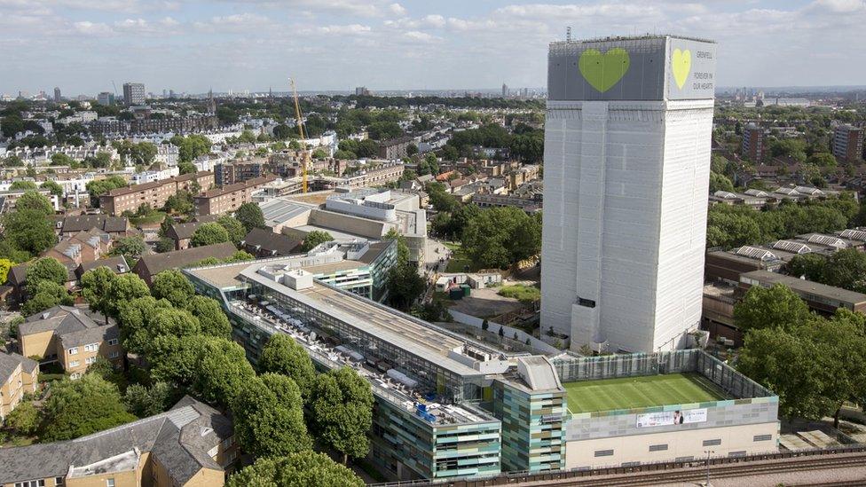 View of Grenfell Tower and surrounding area