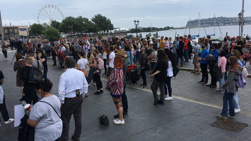 Students gathered outside the Senedd on Sunday to protest against the system