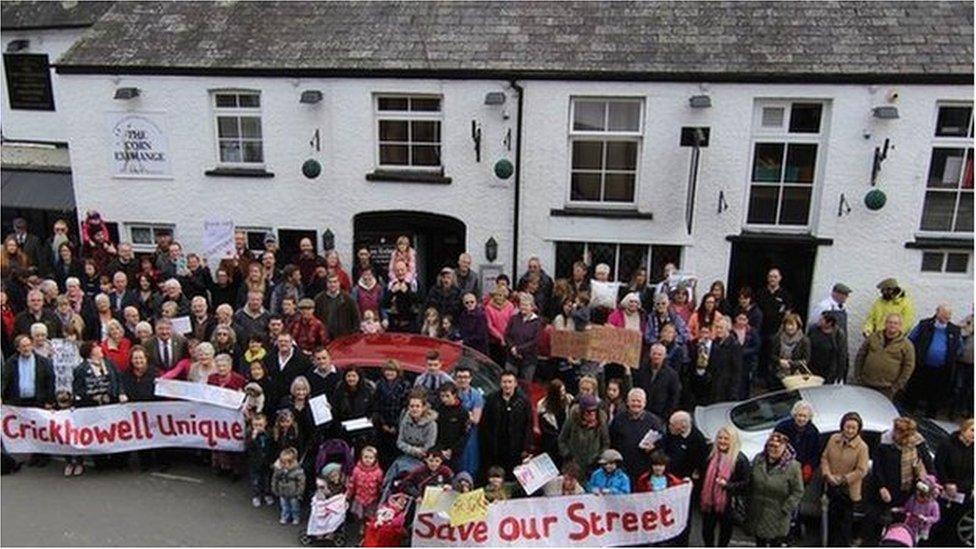 The Corn Exchange protest in Crickhowell