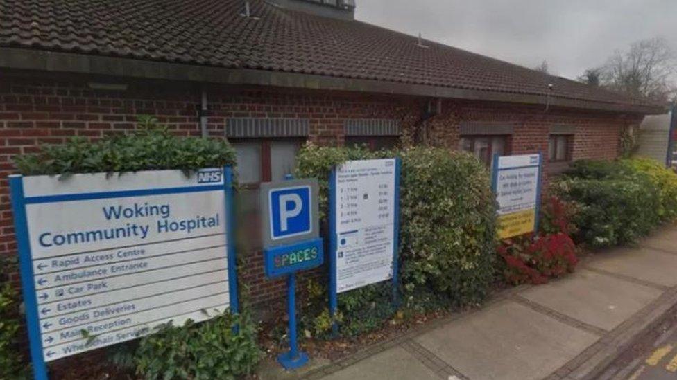 Woking Community Hospital car park sign