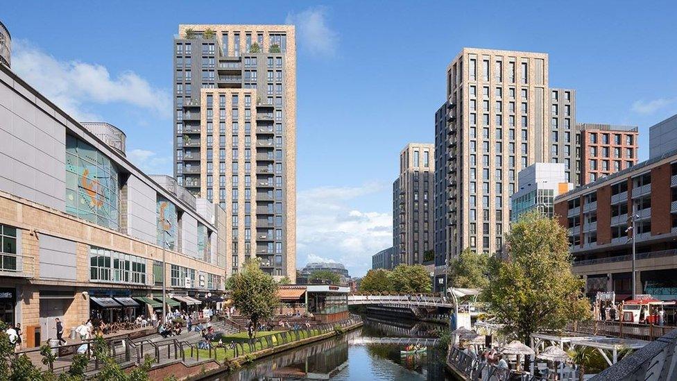 CGI of the proposed towers either side of the river