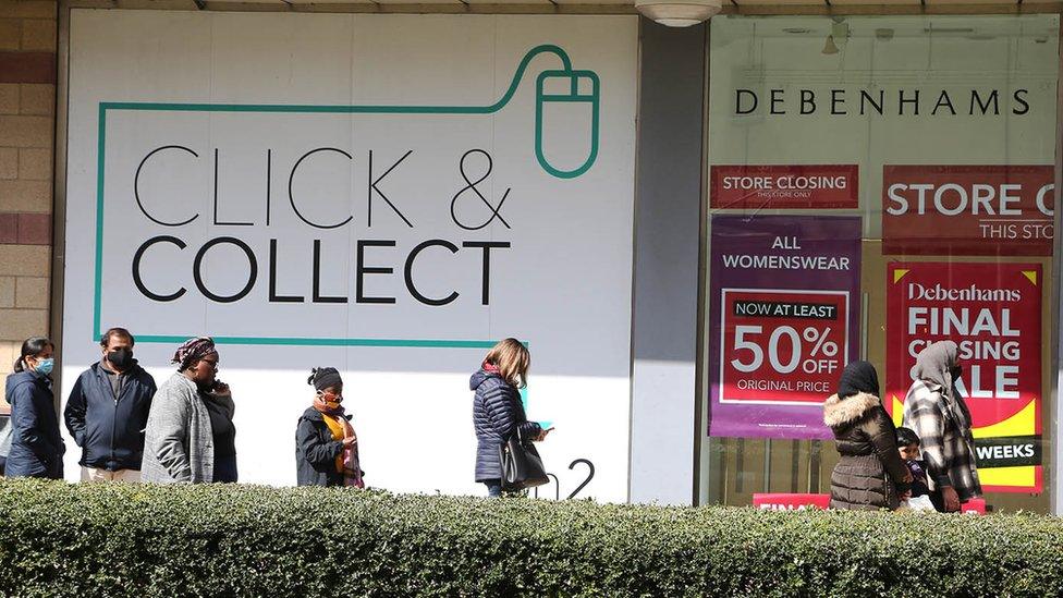 Shoppers queue in Hemel Hempstead