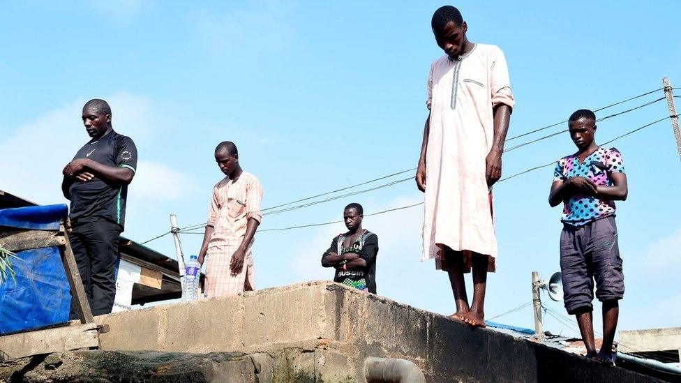 Worshippers gather to perform a prayer to celebrate Eid al-Fitr in Kara Ibafo in Ogun State, on May 24, 2020.