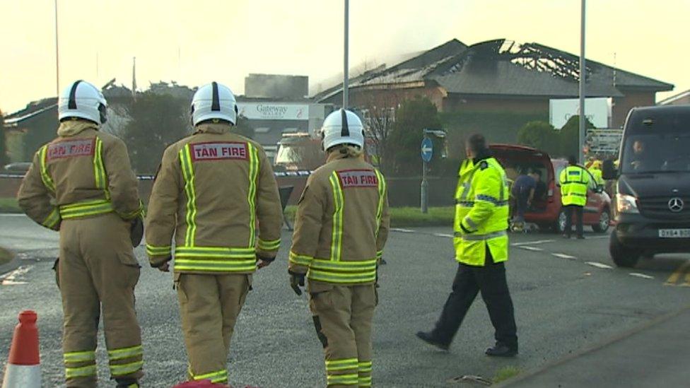 Firefighters and police at scene