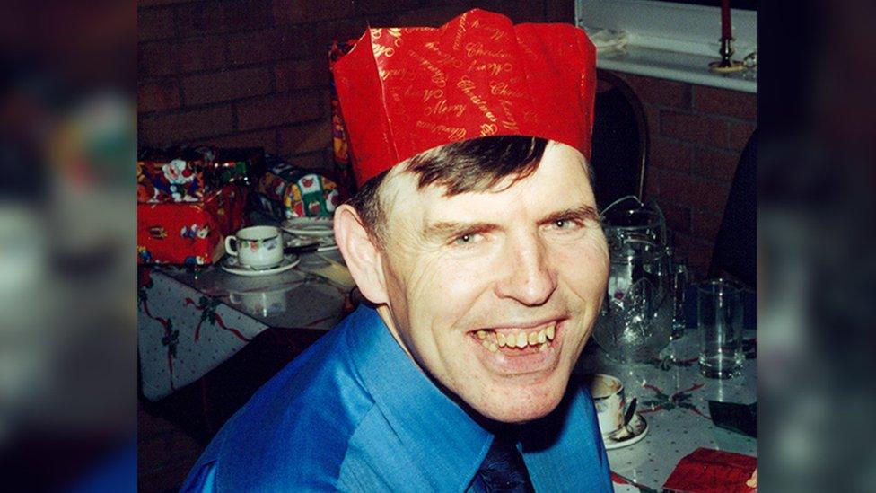 Heddwyn Hughes in a Christmas hat