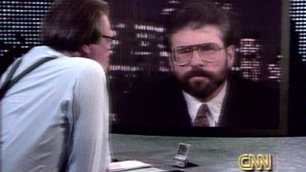 Larry King interviewing Gerry Adams on the Larry King Live show in 1994