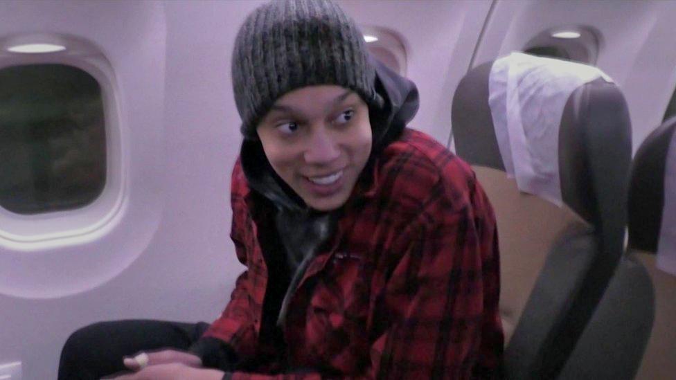 Brittney Griner on plane