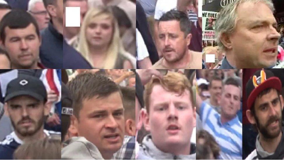 Images of nine people wanted by police