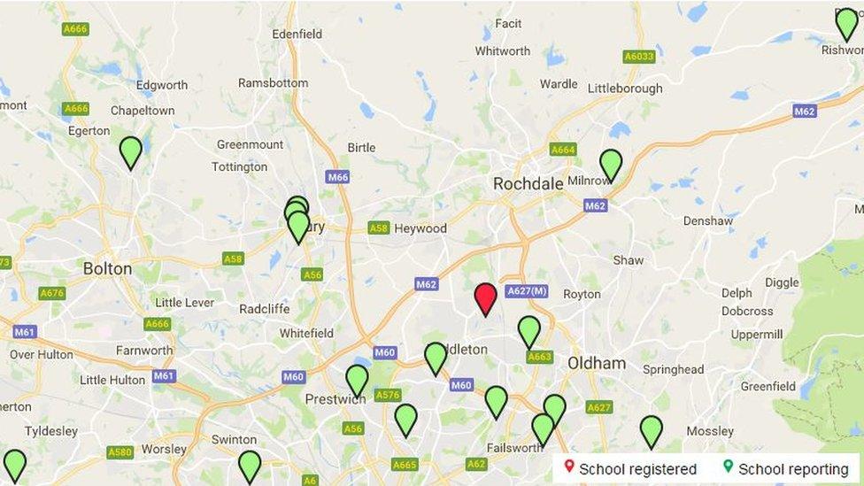 School Report 2016/17 participation map