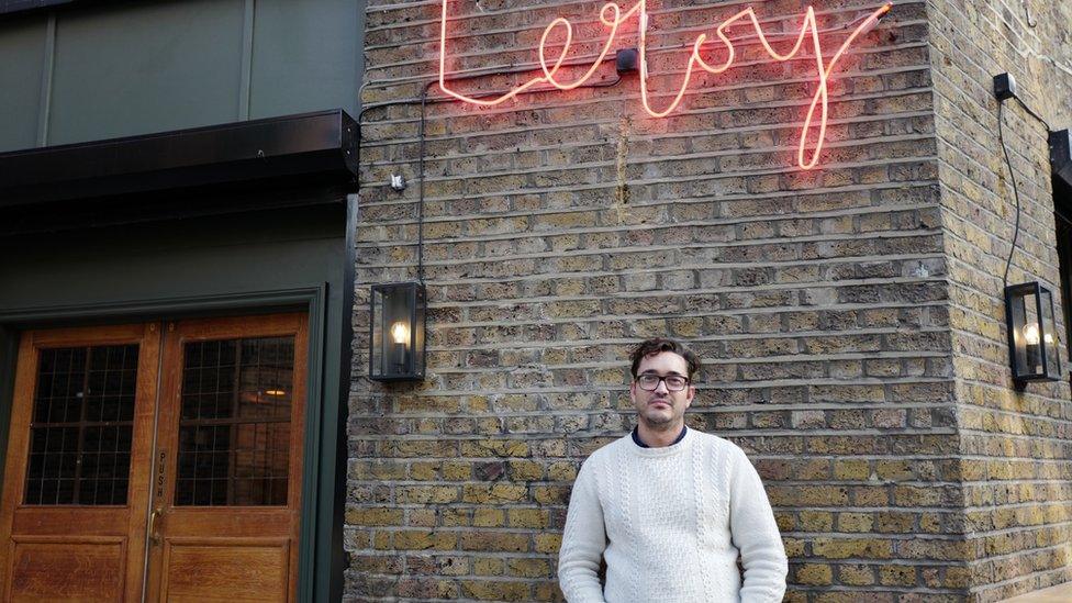 Ed Thaw outside his restaurant, Leroy