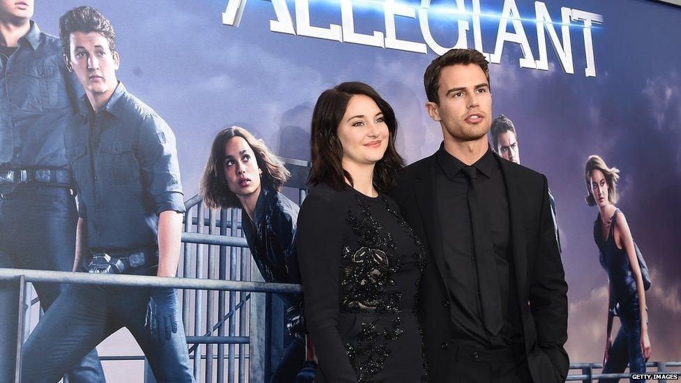 Shailene Woodley and Theo James at the Allegiant premiere