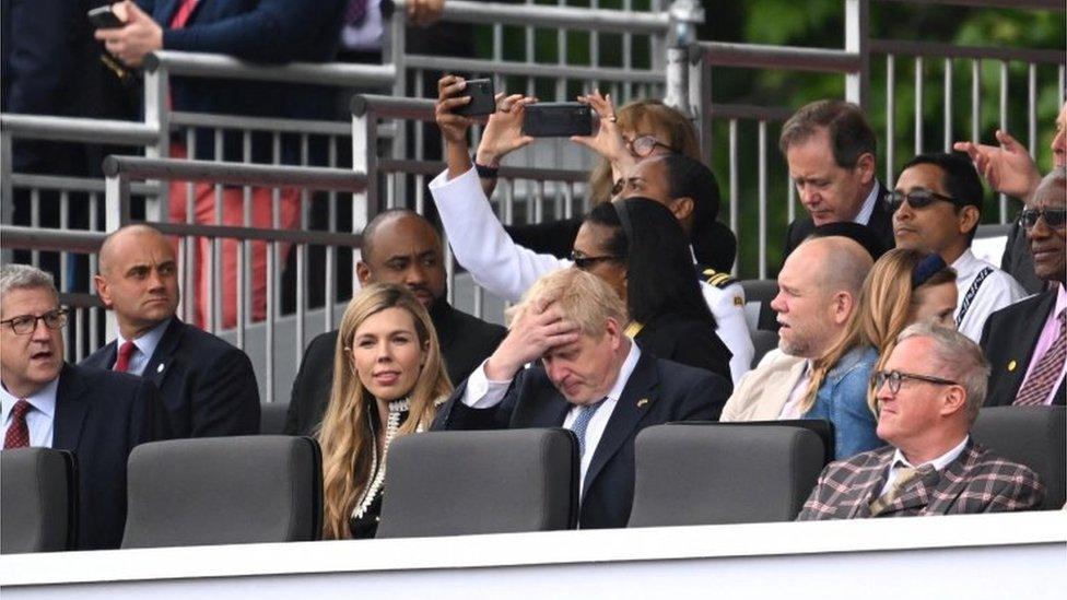 Boris Johnson and Carrie at the Jubilee Pageant