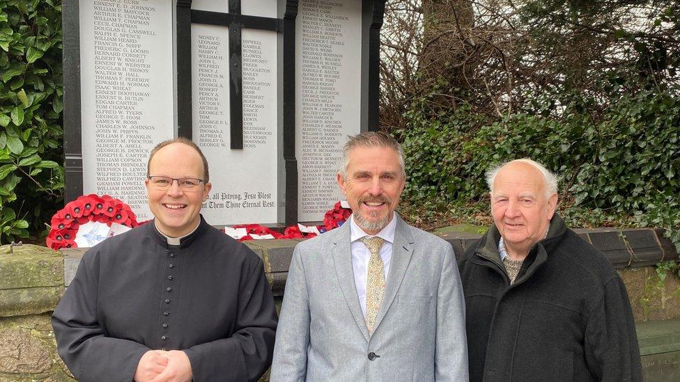 Reverend Chris Johnson, donor Dean Curtis and councillor Bill Boulter