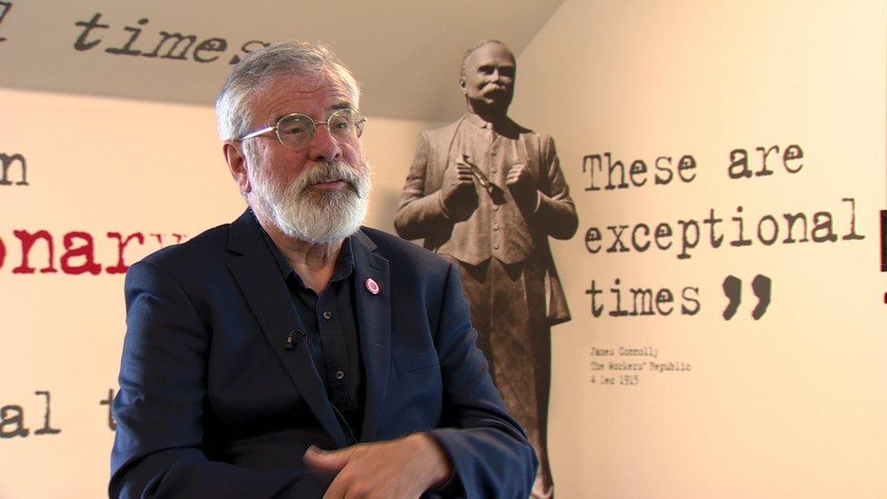 Gerry Adams spoke to BBC News NI at the James Connolly visitor centre