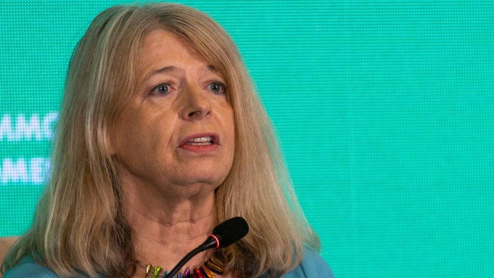 Harriett Baldwin attends the Women's forum on June 20, 2022 in Kigali, Rwanda.