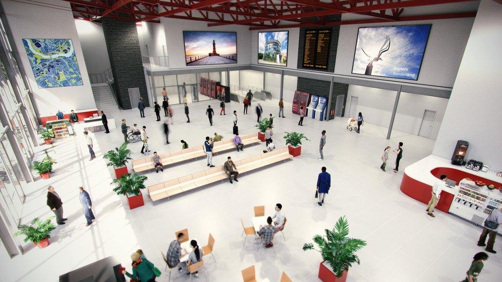 CGI if the interior of the revamped Sunderland train station