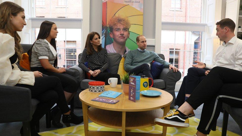 The Duke and Duchess of Cambridge during a visit to mental health charity Jigsaw, at Temple Bar in Dublin