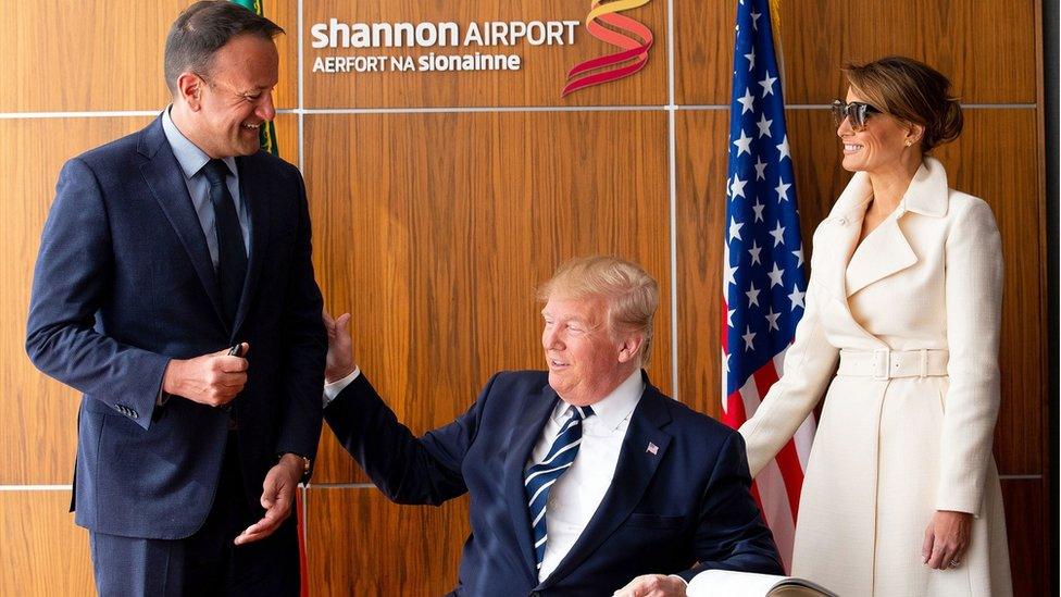 Donald and Melania Trump signed the visitors book at Shannon Airport