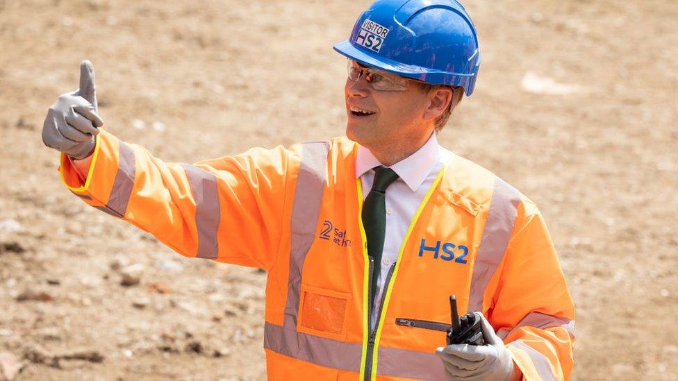 Grant Shapps during a press event to announce the go-ahead to work on the HS2 station at Old Oak Common in June 2021