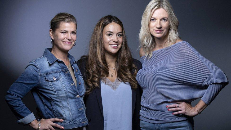 Ebba Karlsson (left), Anne-Claire LeJeune (centre) and Lisa Brinkworth (right) attended the senate hearing in Paris, and alongside the other former models called for the law around the statute of limitations to be reviewed.