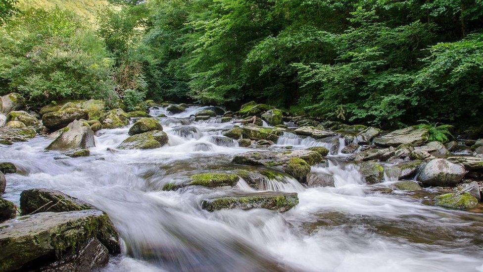 East Lyn River taken with a slow shutter speed so the water blurs