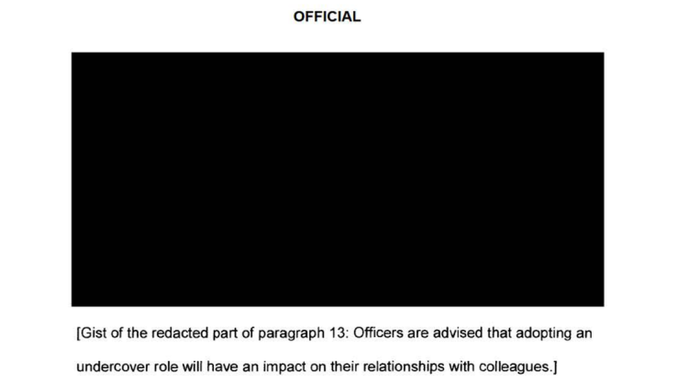 An example of a redacted public document from the inquiry