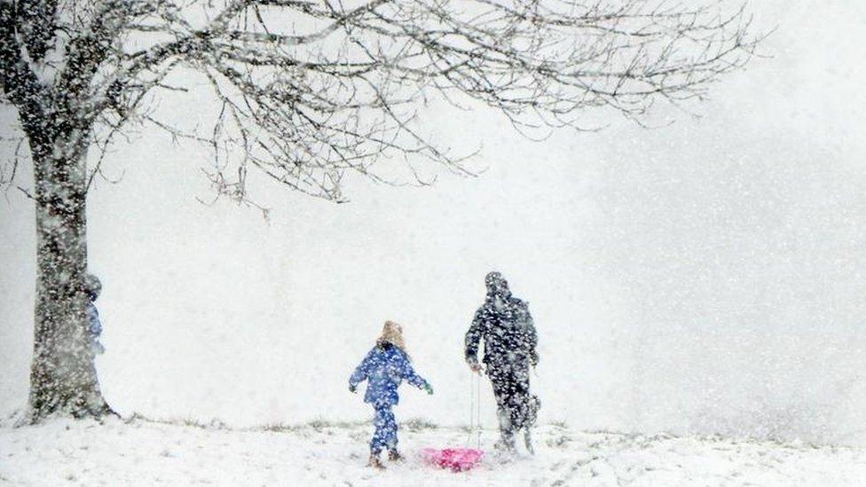 People playing in the snow