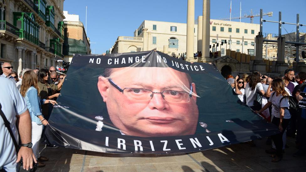 Protest against police chief Cutajar in Valletta, Oct 2017