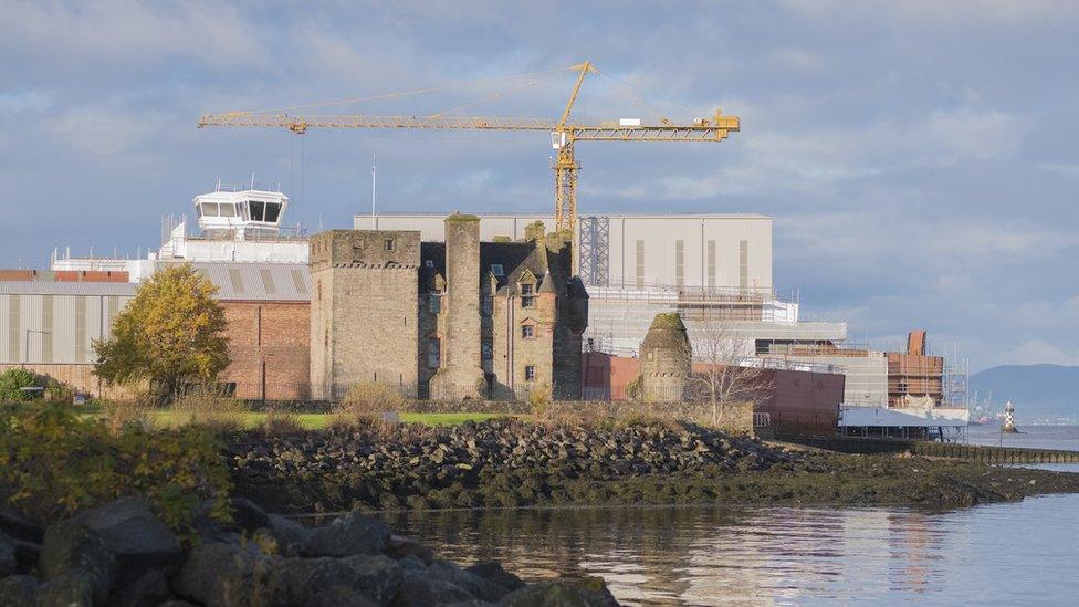 Ferguson shipyard and Newark Castle