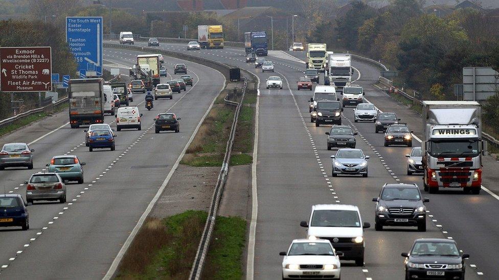 Traffic on the M5 in Somerset