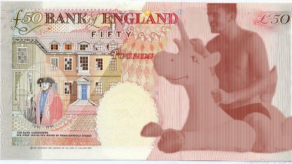 A mocked up design of a proposed new £50 note