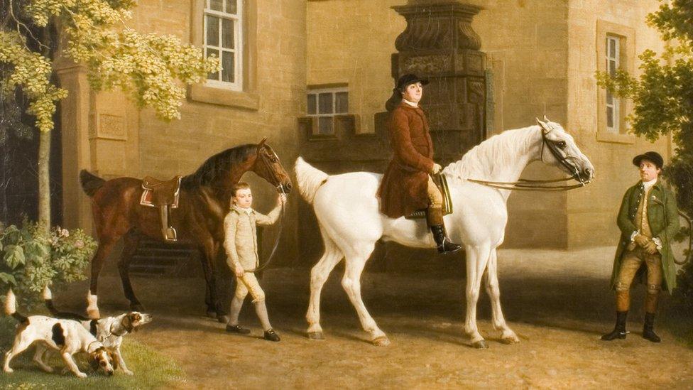 The 3rd Duke of Portland on horseback at Welbeck, 1767, George Stubbs (detail)