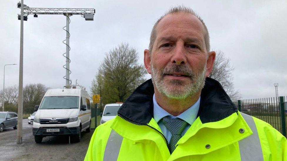 Ian Robertson, from Safer Roads Humber, pictured with the van in Scunthorpe