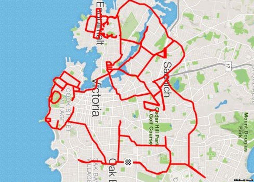 A gps drawing of a rodeo rider