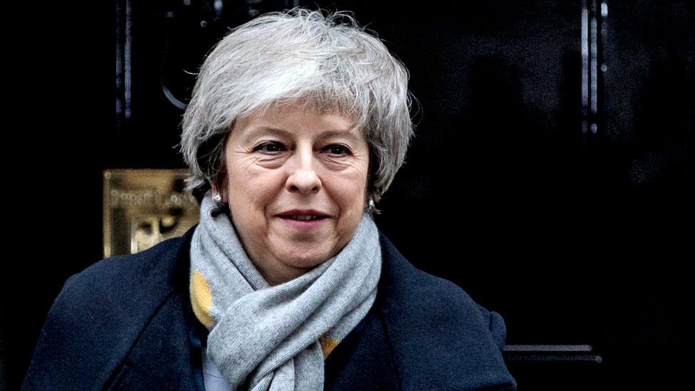 Theresa May leaves Number 10 Downing Street for Parliament