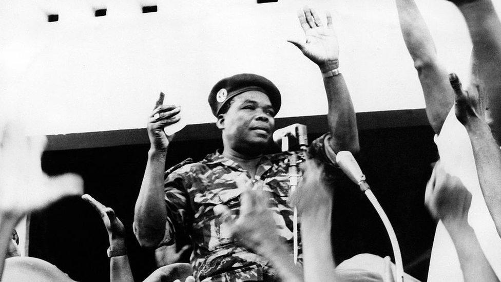 Colonel Christophe Soglo, addresses the crowd after leading a coup on 28 October 28, 1963