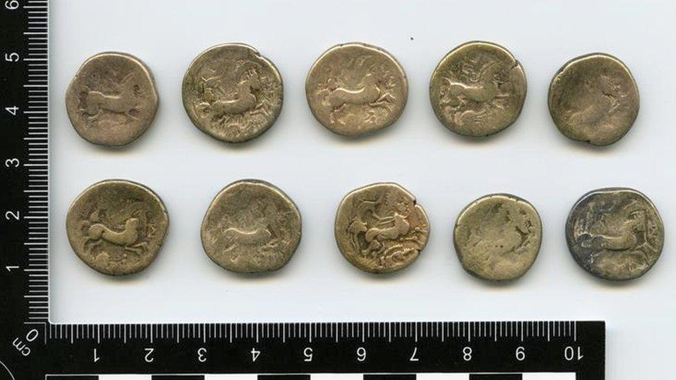 Ten of the 40 Iron Age gold coins