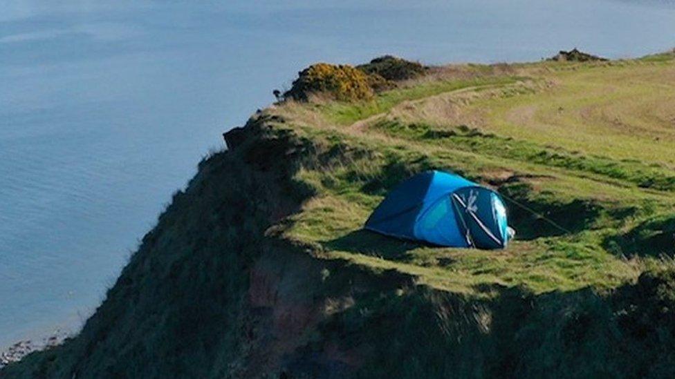 The tent along the Cleveland Way in North Yorkshire