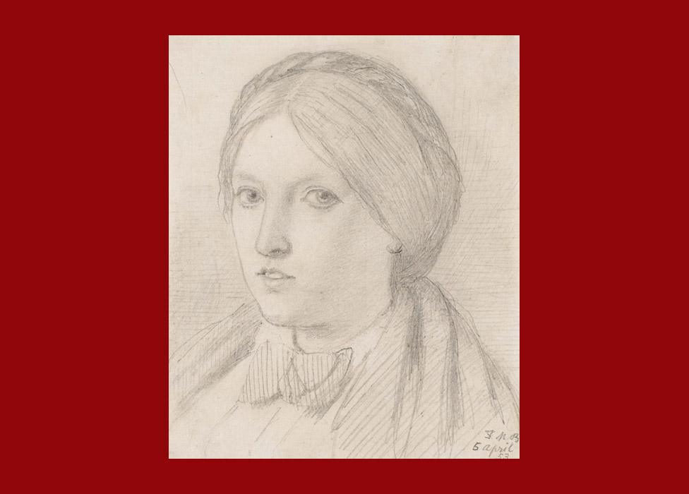 Ford Madox Brown Calais, Portrait of Emma Madox Brown, the Artist's Wife, 1853, graphite on laid paper 12.8 × 10.7 cm